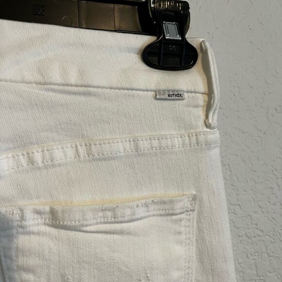 Mother Pixie Ankle Fray Skinny High Rise Jeans Fairest of Them All White Size 27 - Picture 7 of 10